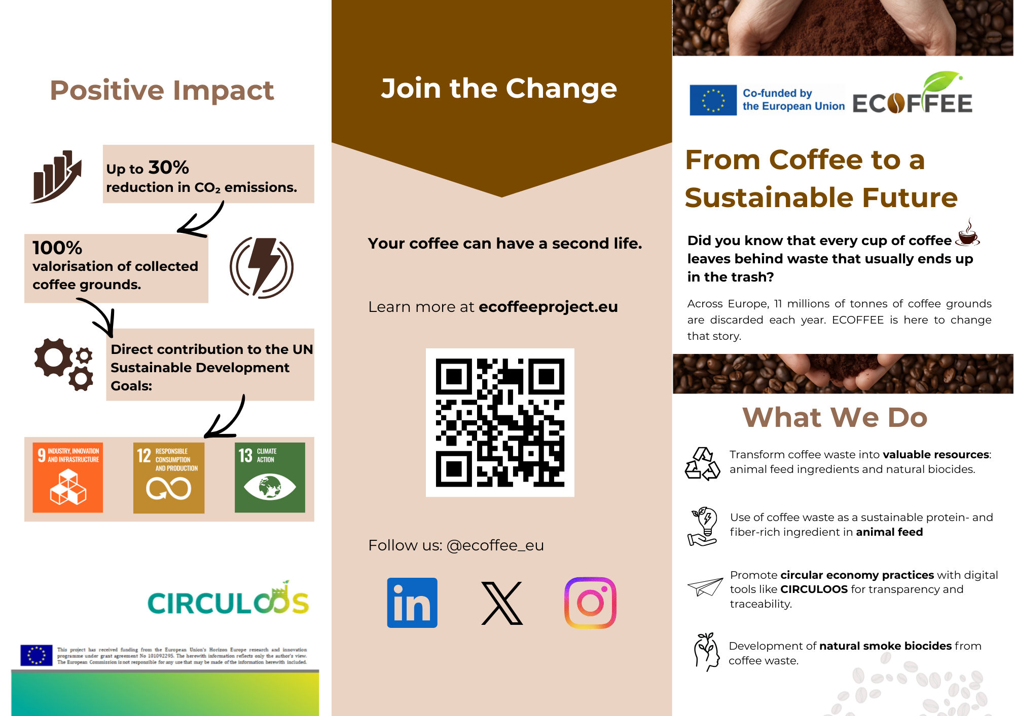 ECOFFEE launches 2026 with a new project flyer highlighting circular innovation from coffee waste